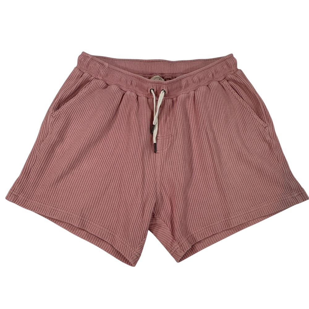 Dandy Del Mar Waffle Knit Cotton Shorts Pink Drawstring Women's Size L Lounge